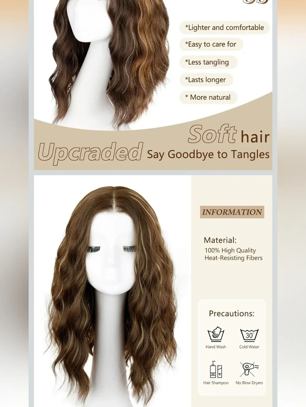 NWT Short Wavy Wig for Women Natural Wavy Lace Front Wig for Women 16 inchBrown